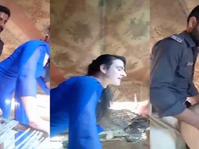 Dehati Pakistani girl gets brutally fucked by a police officer on camera