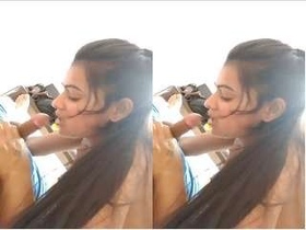 Cute girl gives a blowjob and relieves her partner of his hard cock