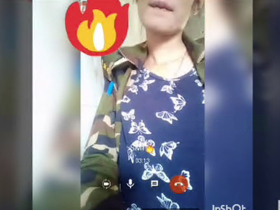 Desi military officer pleasures her boyfriend with her fingers in a video call