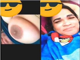 Horny girl flaunts her big tits and shaved pussy