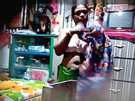 Bhabi in nightie and bra gets oiled up and strips down to reveal hidden body