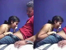 Indian girlfriend gives a blowjob and licks cock in HD video