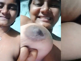 Innocent country girl's intimate selfies with large breasts
