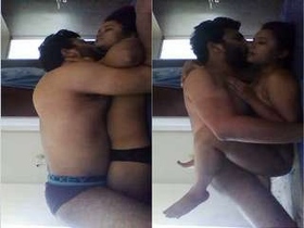 Desi babe with a super hot look seduces her lover with breast play