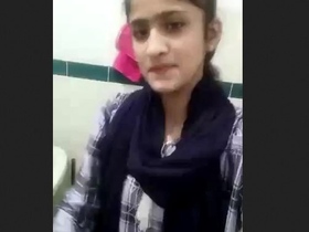 Cute teen GF shows off for her BF in the bathroom