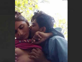 Amateur couple from Indian village has outdoor sex in public place