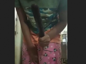 Horny girl masturbates with her fingers and shows off her pussy in detail