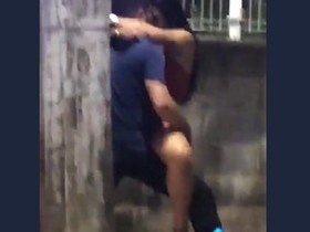 Horny college girl gets fucked outdoors by her boyfriend