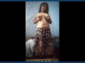 Desi teen with a big ass shows off and masturbates