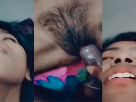 Watch a young girl with hairy pussy in action