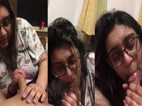 Fat wife gives a sensual blowjob to her husband