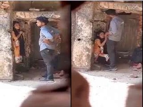 Desi's partner gives oral sex outside the door and engages in standing sex