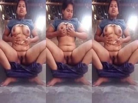 Naughty village girl pleasures herself on camera