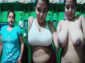 A busty girl with a curvy figure flaunts her assets