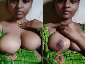 Amateur Indian babe masturbates and teases with her boobs