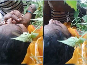 Amateur couple gets wild behind the door in Telugu language