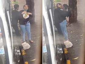 Exclusive Desi couple shares a kiss on the roadside