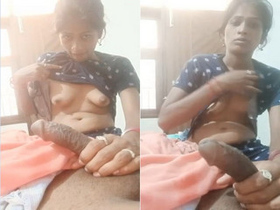 Desi wife flaunts her big boobs and gives an exclusive blowjob