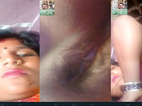 Indian housewife flaunts her big boobs and hairy pussy in a naughty video