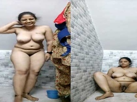 Busty village girl masturbates and plays with her hairy pussy