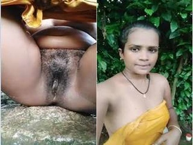 Horny Desi Bhabhi's outdoor bathing session continues