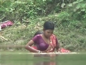 Bhabhi Ganga takes a shower in the village
