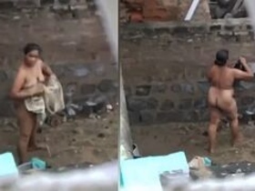 Desi auntie's secret swimsuit-free swim in the backyard for your viewing pleasure