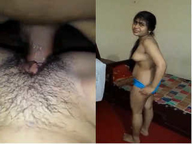 Indian girl pleasures herself with her fingers and tongue