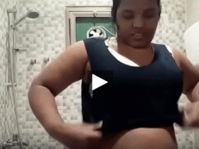 Tamil wife changes into sexy lingerie in the bathroom