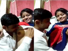 Big-breasted amateur Desi babe gives a blowjob