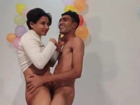 Interracial threesome with a horny MILF and two boys in India