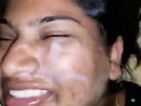 Mouthful of cum for Indian babe after deepthroat and handjob