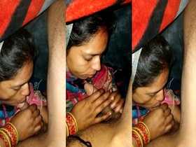 Desi aunty gives a blowjob in a village setting