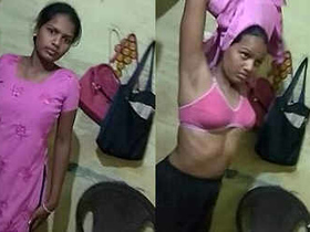 Desi girl changes her outfit in a steamy video