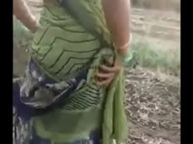 Outdoor sex with a village housewife with a hairy pussy