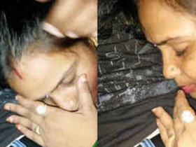 Horny Indian bhabi gives a blowjob and swallows it all