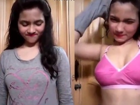 Beautiful Desi girl's first time on camera
