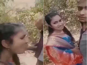 Lustful couple's outdoor romance leads to blowjob and sex