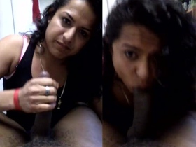 Wife gives a deep throat blowjob to her husband