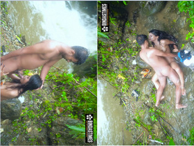 Exclusive web video of Sudipa, a Desi girl, enjoying sex in a waterfall and swallowing cum