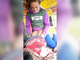 Randi's outdoor sex mms features a bearded truck driver fucking her doggy-style