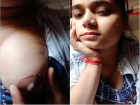 Exclusive video of cute Indian girl flaunting her big boobs