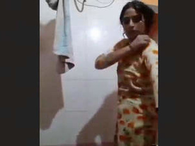 Horny aunty takes shower and flaunts her body for a guy