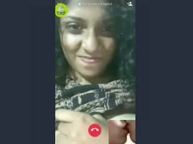 Cute haired girl plays with big tits and gives cute facial expressions