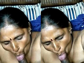 Mature aunt gives a blowjob to her nephew
