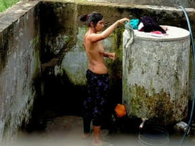 Desi girl takes a bath behind the door Part 2