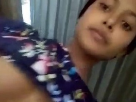 Cute Indian girl shows off her big tits and rubs her wet pussy