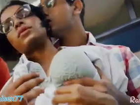 Horny teen gets pussy licked and fucked in running bus