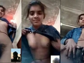 Desi teen flaunts her natural boobs and hairy pussy in solo video