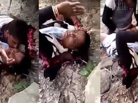 Saree-clad Indian women have a threesome outdoors
